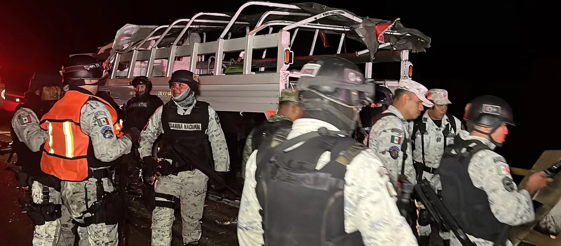 Choque entre camión de la Guardia Nacional y automóvil en Chiapas deja dos muertos