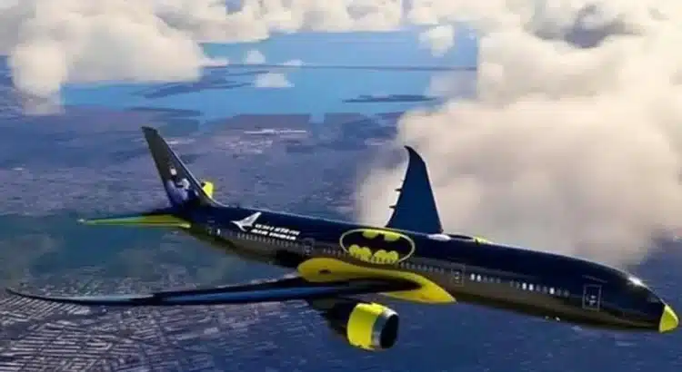 Presentan avión comercial con temática de Batman