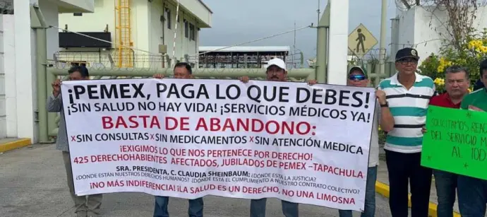 Jubilados de Pemex anuncian cierre indefinido en Terminal de Puerto Chiapas